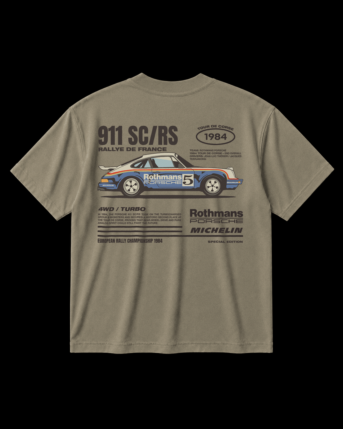 Camiseta oversize Tooned Hn Porsche 911 SC/RS vista trasera
