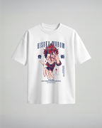 Camiseta oversize blanca Hisoka Morow - estampado rojo