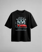 Camiseta oversize negra Nissan 180SX RPS13 - estampado a todo color