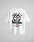 Camiseta oversize blanca Nissan GT-R R35 Godzilla - vista trasera