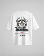 Camiseta oversize blanca Nissan GT-R R35 Godzilla - vista trasera