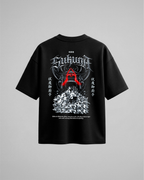 Camiseta oversize negra Sukuna Relicario Demoníaco - vista trasera
