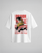 Camiseta oversize Capsule Technology de Dragon Ball, color blanco, estampado rojo, vista trasera