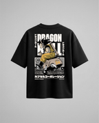 Camiseta oversize Capsule Technology de Dragon Ball, color negro, estampado amarillo, vista trasera