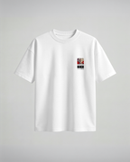 Camiseta oversize Gohan SSJ2 de Dragon Ball Z, color blanco, estampado rojo, vista frontal