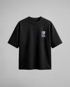 Camiseta oversize Gohan SSJ2 de Dragon Ball Z, color negro, estampado púrpura, vista frontal