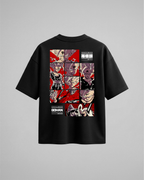 Camiseta oversize Gohan SSJ2 de Dragon Ball Z, color negro, estampado rojo, vista trasera