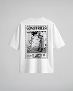 Camiseta oversize Goku vs Frieza de Dragon Ball Z, color blanco, vista trasera