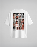 Camiseta oversize Hashira The Elite de Demon Slayer, color blanco, estampado rojo, vista trasera