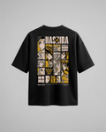 Camiseta oversize Hashira The Elite de Demon Slayer, color negro, estampado naranja, vista trasera