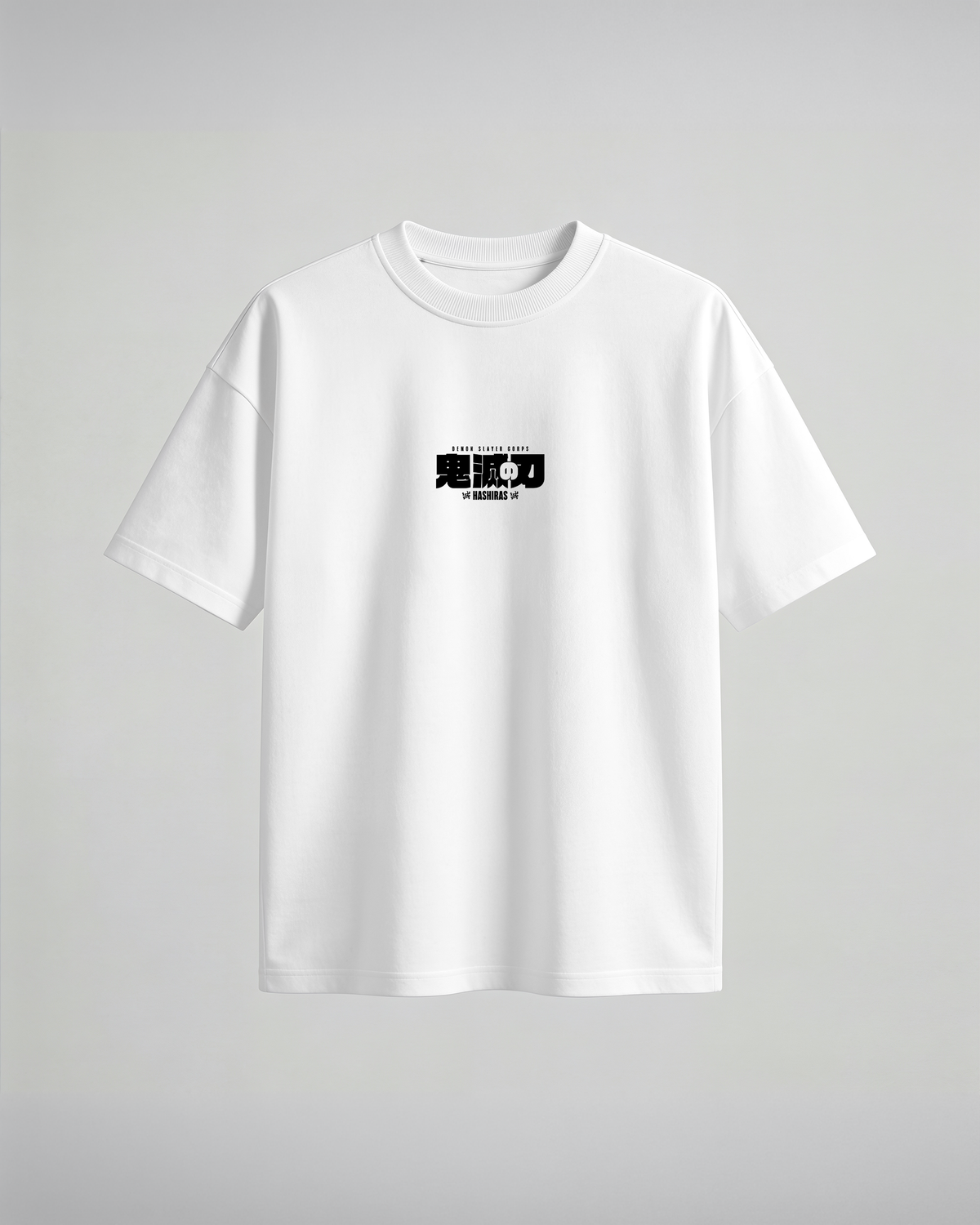 Camiseta oversize Hashiras de Demon Slayer, color blanco, vista frontal