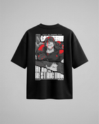 Camiseta oversize Heavenly Restriction de Jujutsu Kaisen, color negro, estampado rojo, vista trasera
