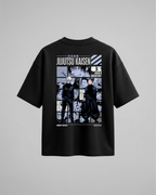 Camiseta oversize Hidden Inventory de Jujutsu Kaisen, color negro, estampado azul, vista trasera