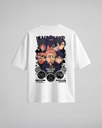 Camiseta oversize JK The Culling Game de Jujutsu Kaisen, color blanco, estampado púrpura, vista trasera