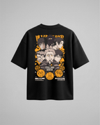 Camiseta oversize JK The Culling Game de Jujutsu Kaisen, color negro, estampado naranja, vista trasera