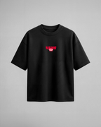Camiseta oversize JK The Culling Game de Jujutsu Kaisen, color negro, estampado rojo, vista frontal