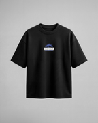 Camiseta oversize Moharaga de Jujutsu Kaisen, color negro, estampado azul, vista frontal