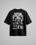 Camiseta oversize Saiyan Pride de Dragon Ball Z, color negro, vista trasera