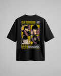 Camiseta oversize Toji Fushiguro de Jujutsu Kaisen, color negro, estampado amarillo, vista trasera